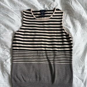 Vintage GAP Sweater Tank with Black and Cream Stripes